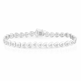 Sterling Silver 0.50ct Diamond Heart Shaped Tennis Bracelet