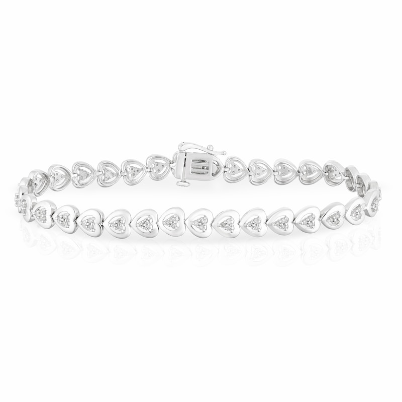 Main Image 1 of Sterling Silver 0.50ct Diamond Heart Shaped Tennis Bracelet