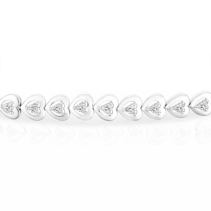 Main Image 2 of Sterling Silver 0.50ct Diamond Heart Shaped Tennis Bracelet