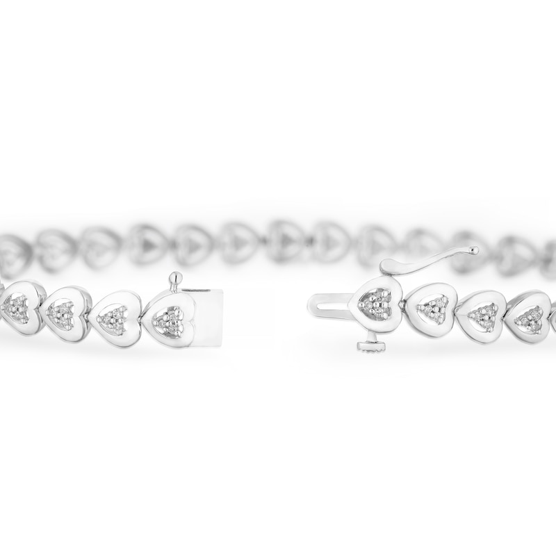 Main Image 3 of Sterling Silver 0.50ct Diamond Heart Shaped Tennis Bracelet