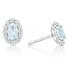 Thumbnail Image 1 of 9ct White Gold 0.20ct Diamond & Aquamarine Halo Stud Earrings