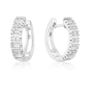 Thumbnail Image 1 of 9ct White Gold 0.25ct Diamond Baguette & Round Cut Hoop Earrings