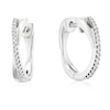 Thumbnail Image 1 of Sterling Silver 0.10ct 15mm Diamond Crossover Hoop Earrings