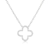 Thumbnail Image 1 of 9ct White Gold 18&quot; Diamond Open Clover Shaped Pendant Necklace