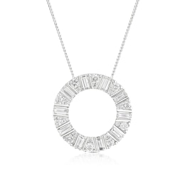 9ct White Gold 18&quot; 0.59ct Diamond Open Circle Pendant Necklace