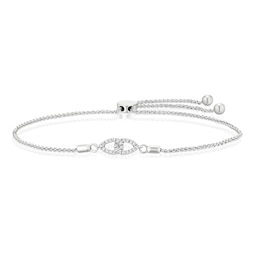 Sterling Silver 0.10ct Diamond Interlink Pear Shaped Bolo Bracelet