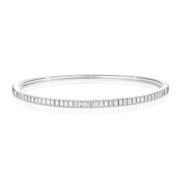 9ct White Gold 0.59ct Diamond Baguette Cut Bangle