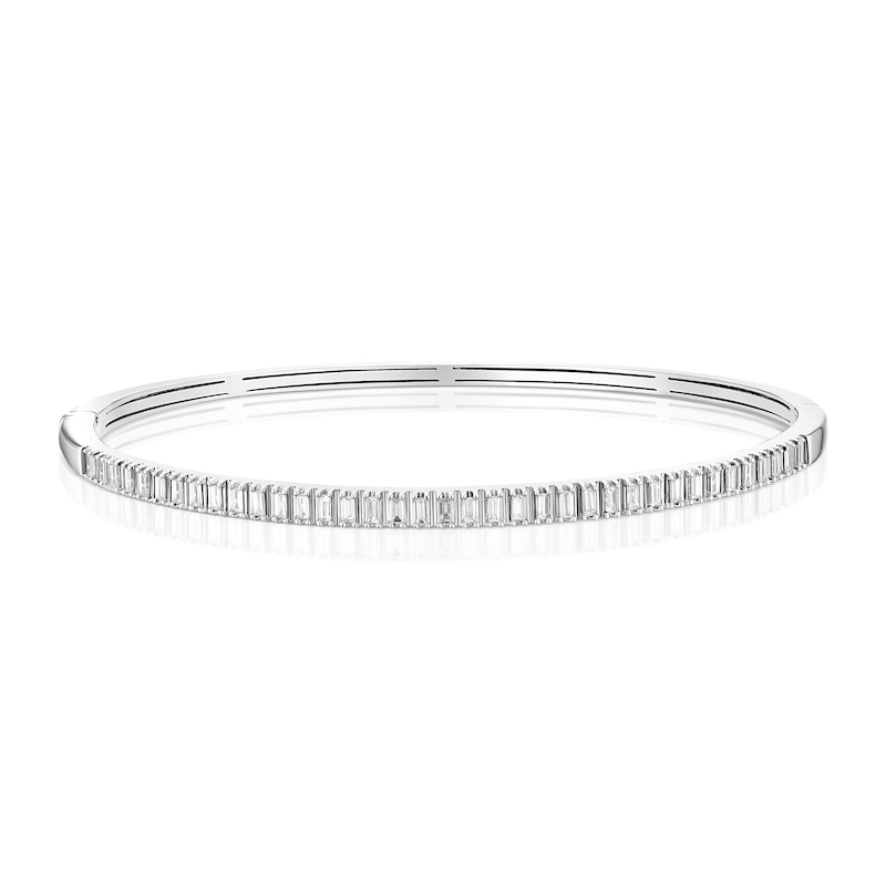 Main Image 1 of 9ct White Gold 0.59ct Diamond Baguette Cut Bangle