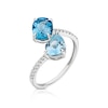 Thumbnail Image 2 of 9ct White Gold 0.10ct Diamond & Blue Topaz Toi Et Moi Ring