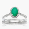 Thumbnail Image 1 of 18ct White Gold 0.33ct Diamond & Emerald Oval Bridal Set