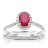 Thumbnail Image 1 of 18ct White Gold 0.33ct Diamond & Ruby Oval Bridal Set