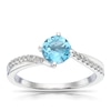 Thumbnail Image 1 of 9ct White Gold 0.10ct Diamond & Blue Topaz Solitaire Ring