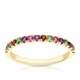 9ct Yellow Gold Multi Gemstone Eternity Ring