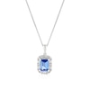 Thumbnail Image 1 of 9ct White Gold 16+2&quot; 0.16ct Diamond & Tanzanite Pendant Necklace