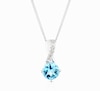 Thumbnail Image 1 of 9ct White Gold 16&quot; Diamond & Topaz Solitaire Pendant