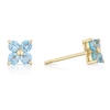 Thumbnail Image 1 of 9ct Yellow Gold Blue Topaz Dainty Flower Shaped Stud Earrings