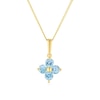 Thumbnail Image 1 of 9ct Yellow Gold 16+2&quot; Blue Topaz Flower Shaped Pendant Necklace