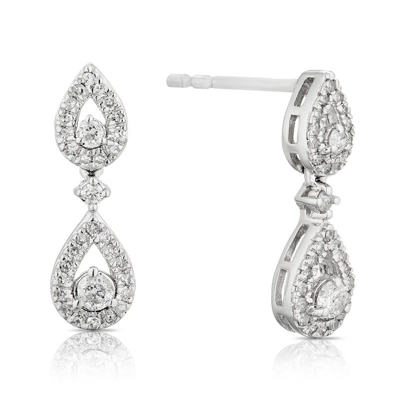 Main Image 1 of 9ct White Gold 0.30ct Diamond Pear Shaped Drop Earrings