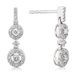 9ct White Gold 0.30ct Diamond Trilogy Drop Earrings