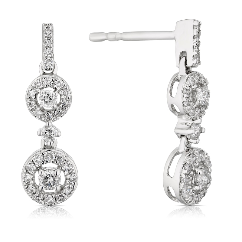 Main Image 1 of 9ct White Gold 0.30ct Diamond Trilogy Drop Earrings