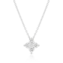 9ct White Gold 18&quot; 0.25ct Diamond Pendant Necklace