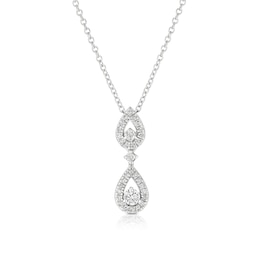 9ct White Gold 18&quot; 0.15ct Diamond Pear Shaped Pendant