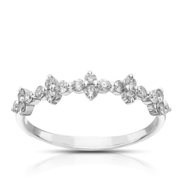 9ct White Gold 0.30ct Diamond Floral Fashion Ring