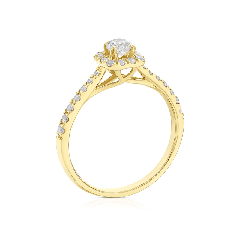 Main Image 3 of 18ct Yellow Gold 0.50ct Diamond Cushion Shaped Halo Ring