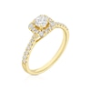 Thumbnail Image 2 of 18ct Yellow Gold 0.75ct Diamond Cushion Shaped Halo Ring