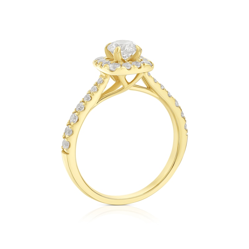 Main Image 3 of 18ct Yellow Gold 1ct Diamond Cushion Shaped Halo Ring