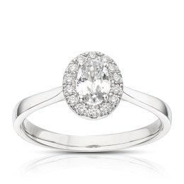 Origin Platinum 0.50ct Diamond Oval Shaped Halo Ring