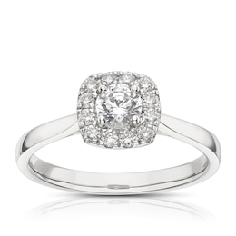 Origin Platinum 0.50ct Diamond Cushion Shaped Halo Ring