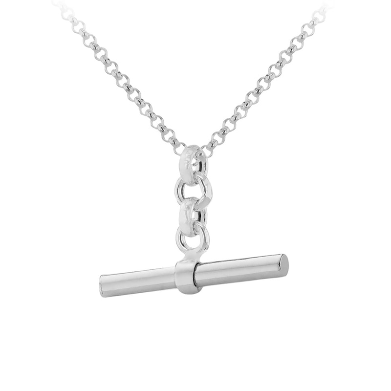 Main Image 1 of Sterling Silver 16+2" T-Bar Necklace