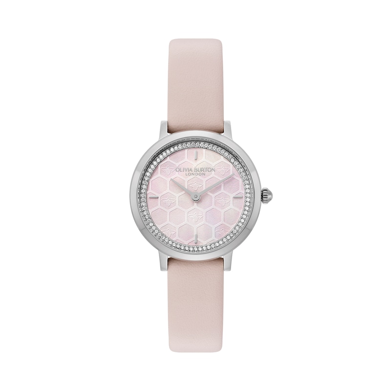 Main Image 1 of Olivia Burton Ultra Slim Honeycomb 28mm Primrose Leather Strap Watch