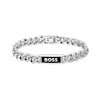 Thumbnail Image 1 of BOSS Kassy Men's Emblem Stainless Steel & Black Enamel ID Bracelet