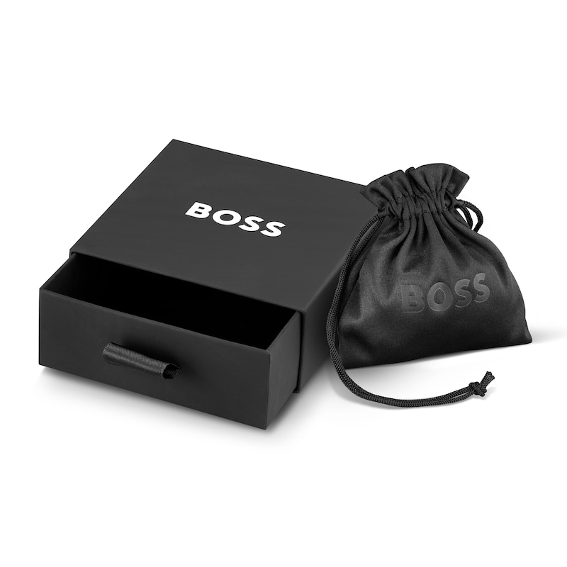 Main Image 5 of BOSS Kassy Men's Emblem Stainless Steel & Black Enamel ID Bracelet