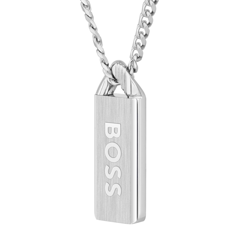 Main Image 3 of BOSS Kassy Men's Stainless Steel & Black Enamel Emblem Pendant Necklace