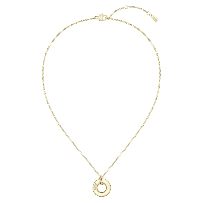 Main Image 1 of BOSS Live Ladies' Gold IP & Crystal Circular Pendant Necklace