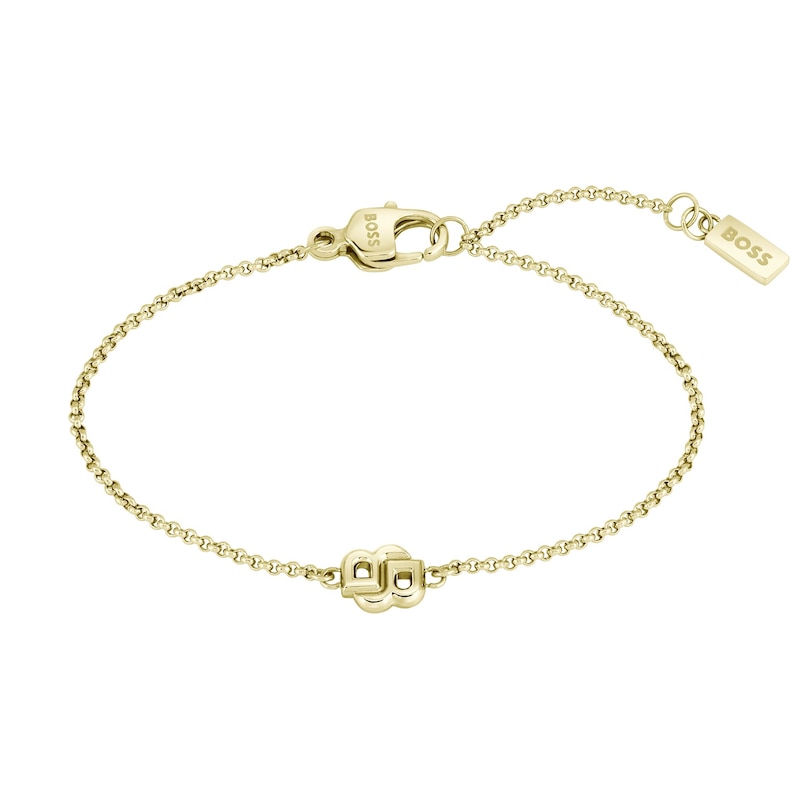 Main Image 1 of BOSS Double B Ladies' Petit Light Yellow Gold IP 6.3+1&quot; Chain Bracelet