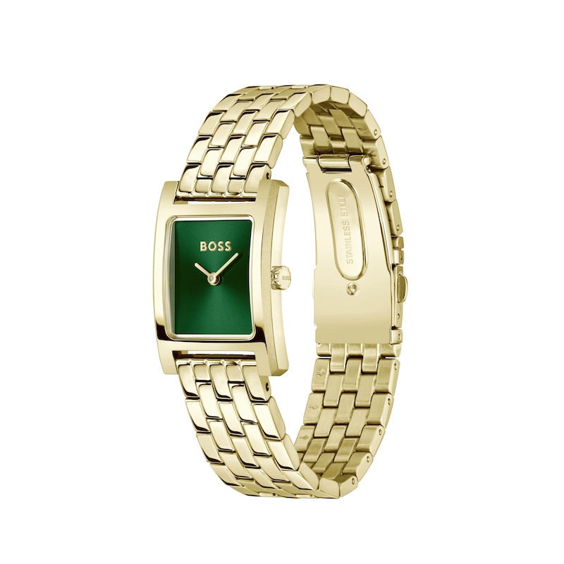 Main Image 3 of BOSS Lucy Ladies' Green Dial & Light Gold Tone IP Tank Watch