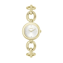 BOSS Live Ladies' Light Yellow Gold Tone IP Circular Linked Bracelet Watch