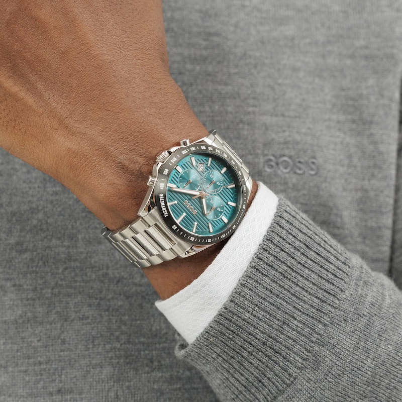 Main Image 5 of BOSS Strike 41mm Chronograph Men's Teal Dial & Stainless Steel Watch