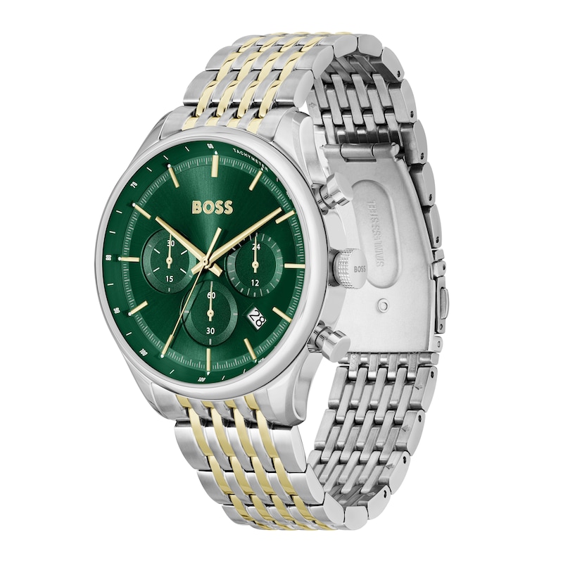 Main Image 3 of BOSS Gregor Men's Green Dial & Two Tone Bracelet Watch