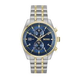 BOSS Skytraveller 44mm Chronograph Men's Blue Dial & Two Tone Watch