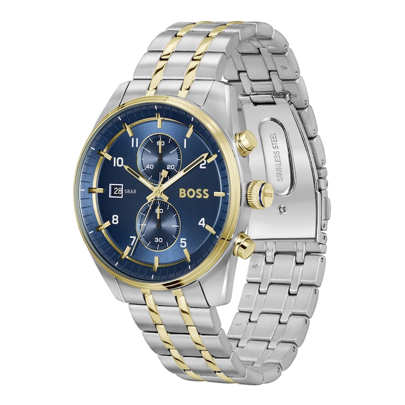 Main Image 2 of BOSS Skytraveller 44mm Chronograph Men's Blue Dial & Two Tone Watch