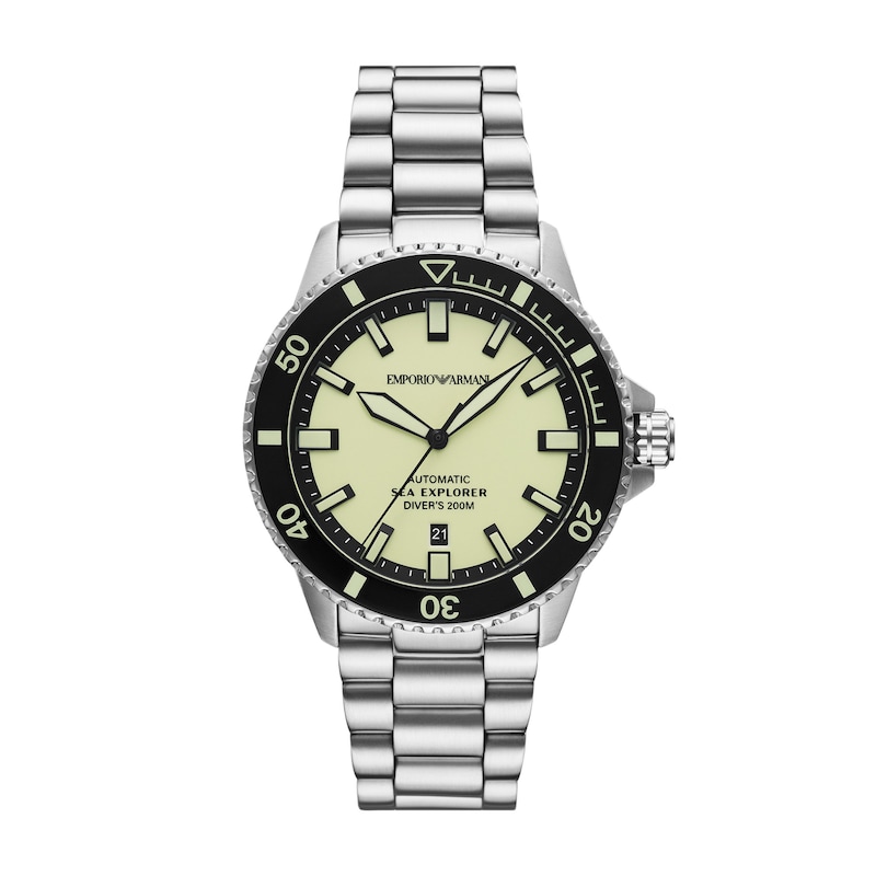 Main Image 1 of Emporio Armani 42.5mm Automatic Light Yellow Dial & Stainless Steel Watch