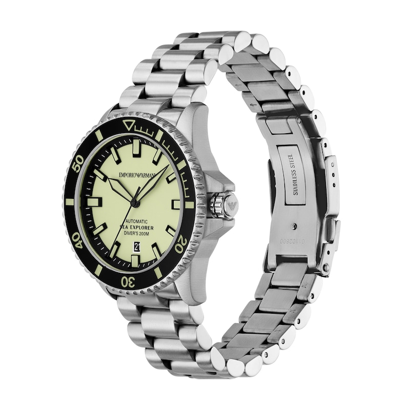 Main Image 2 of Emporio Armani 42.5mm Automatic Light Yellow Dial & Stainless Steel Watch