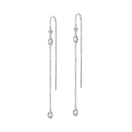 Emporio Armani Sterling Silver & Cubic Zirconia Threader Drop Earrings