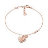 Thumbnail Image 1 of Emporio Armani Rose Gold Tone Sterling Silver 6.3&quot; CZ Heart Charm Bracelet