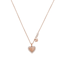 Emporio Armani Rose Gold Tone Sterling Silver 14&quot; & CZ Heart Shaped Necklace